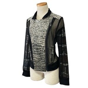 Alberto Makali Jacket Women's S Small Black Cream Snakeskin Mesh Zip Collar